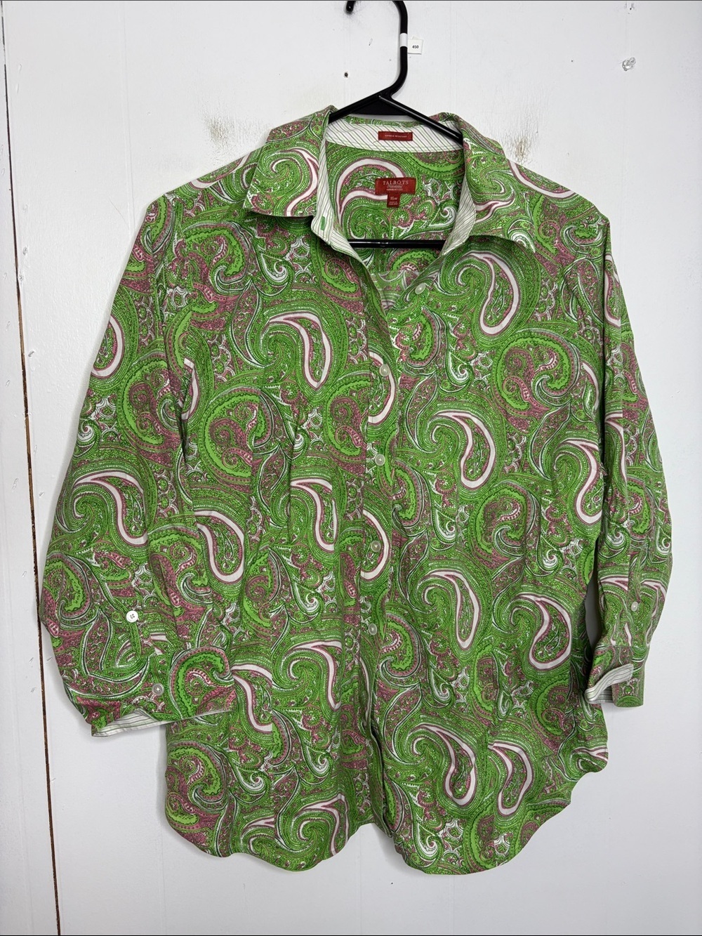 Talbots Top Womens 16W Colorful Paisley Maximalist Wrinkle Resistant Classic